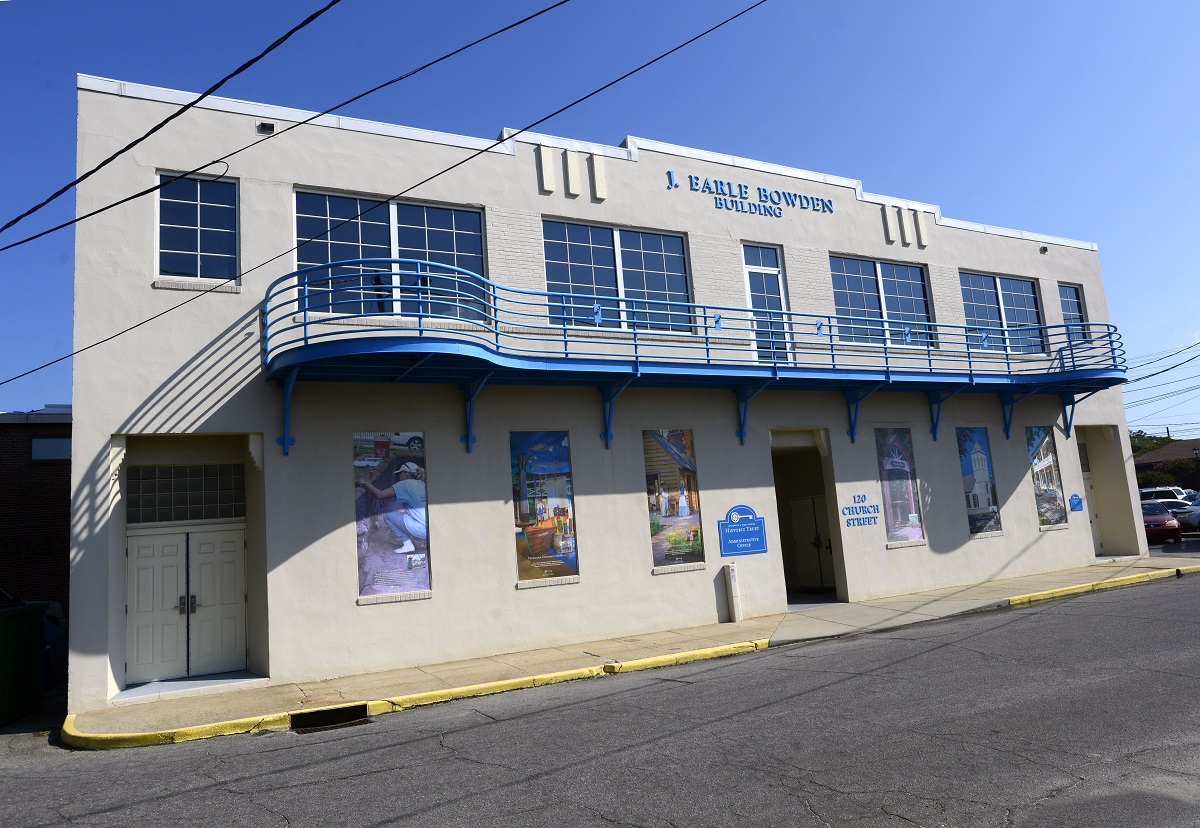 A photo of the front exterior of the J. Earle Bowden Building